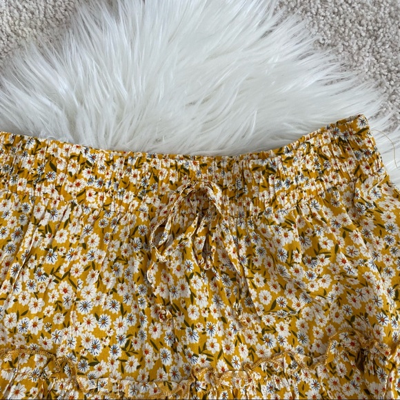 Boho Yellow Ruffled Mini Skirt - Picture 2 of 5